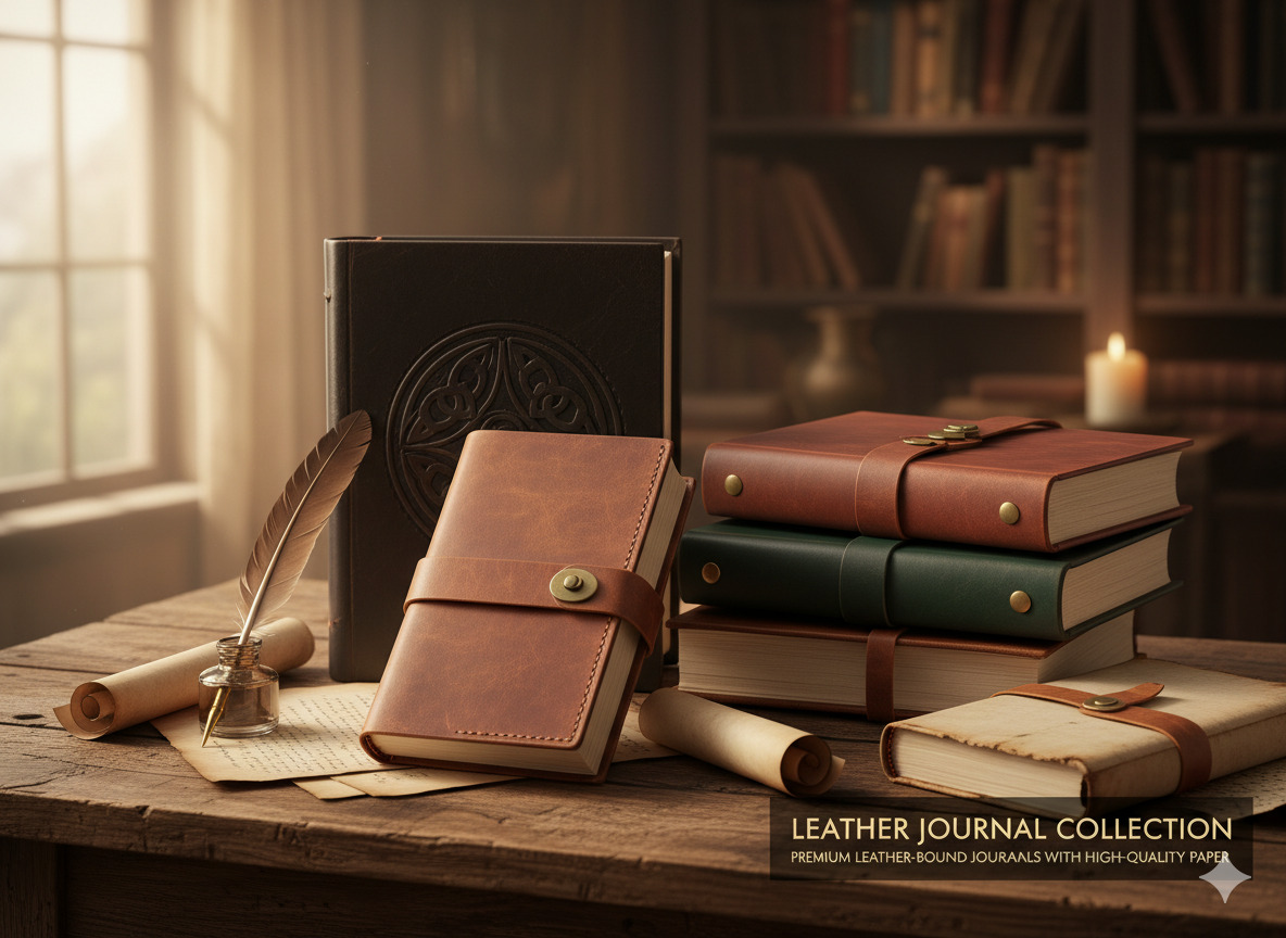 Leather-bound journal collection